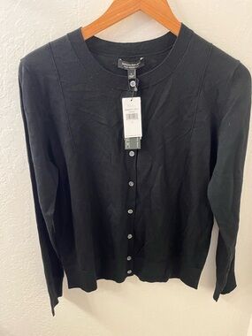 Banana Republic 100% Merino Wool Black  Button-Front Knit Cardigan